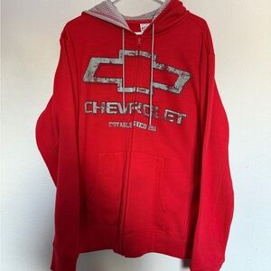 Red Chevrolet Zip-Up Hoodie size large